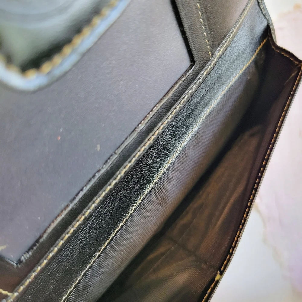 FENDI Pequin Long Wallet  Pattern Stripped Leather Vintage PRISTINE - Picture 5 of 15